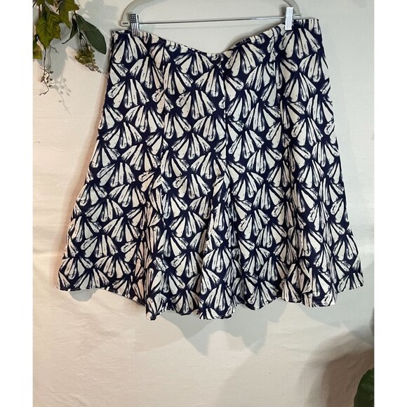 Sherry Taylor Women's Plus Size Skirt 3X Navy & White Abstract Print Rayon - Picture 1 of 11